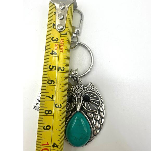 Owl keychain charm w/Strong Is Beautiful brand New, Homemade repurposed owl NWT - Picture 3 of 3